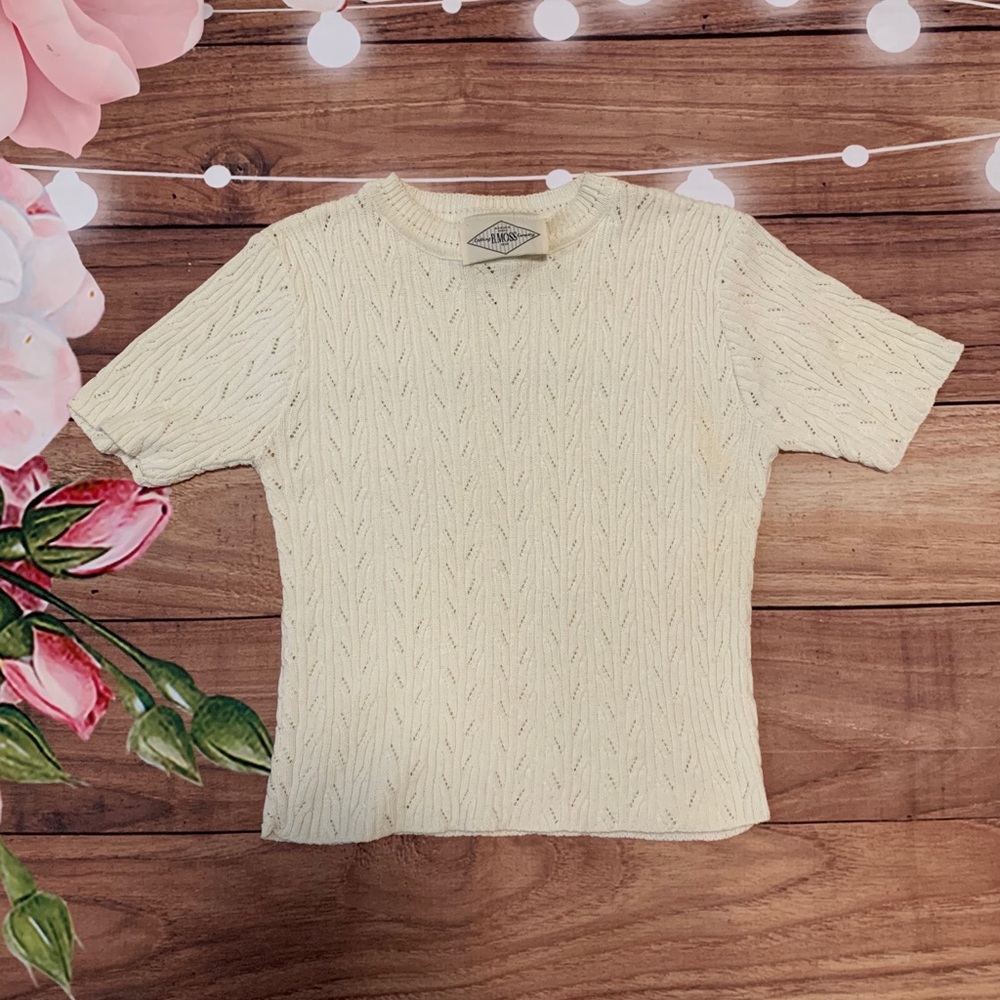 B.Moss Short Sleeve Cropped Knit Sweater